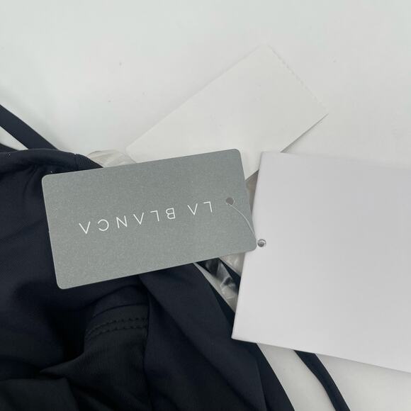 La Blanca Swimsuit SZ 4 Island Goddess Ruched Black One Piece Wired Padding NWT - Picture 6 of 16